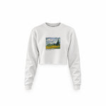 Wheat Field with Cypresses Crop Sweatshirt – Beyaz