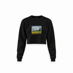 Wheat Field with Cypresses Crop Sweatshirt – Siyah