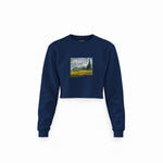 Wheat Field with Cypresses Crop Sweatshirt – Lacivert