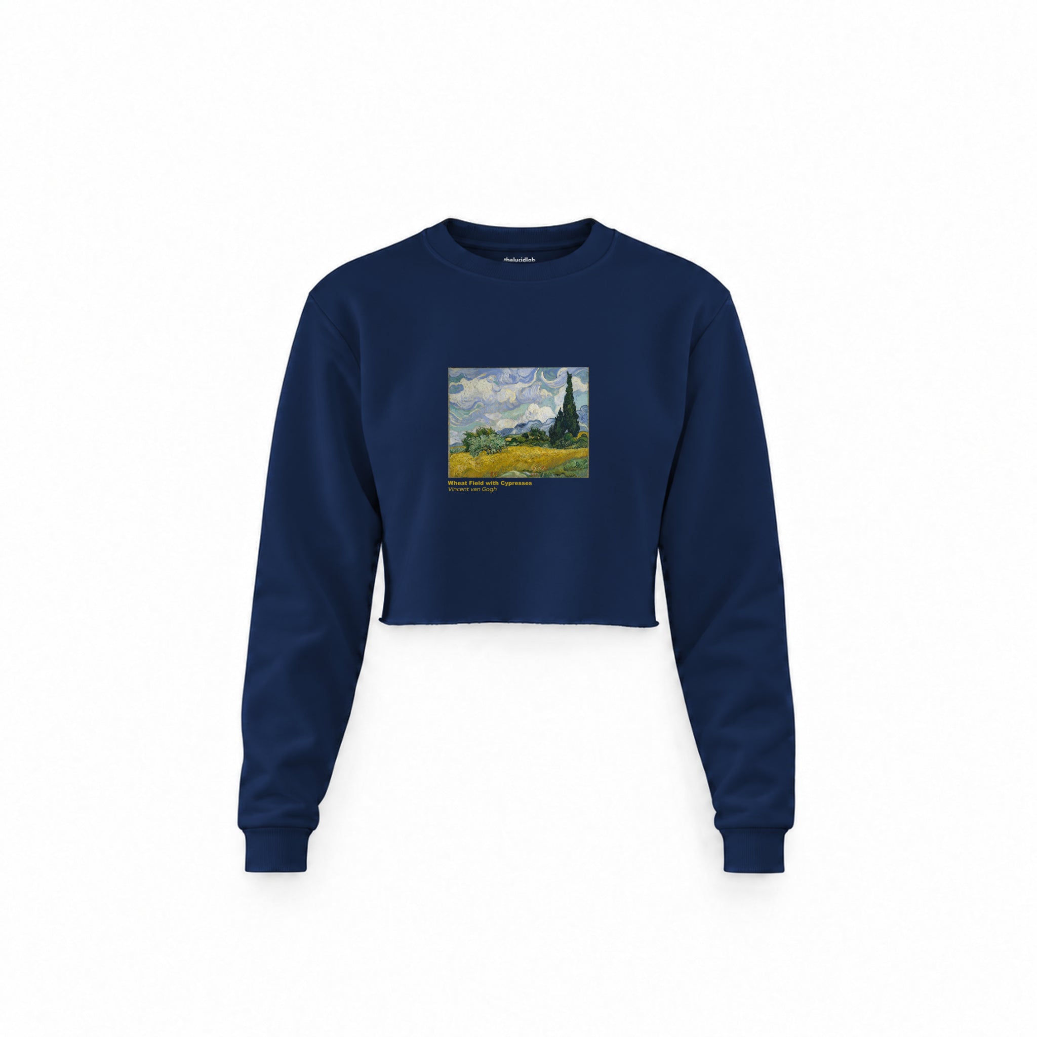 Wheat Field with Cypresses Crop Sweatshirt – Lacivert