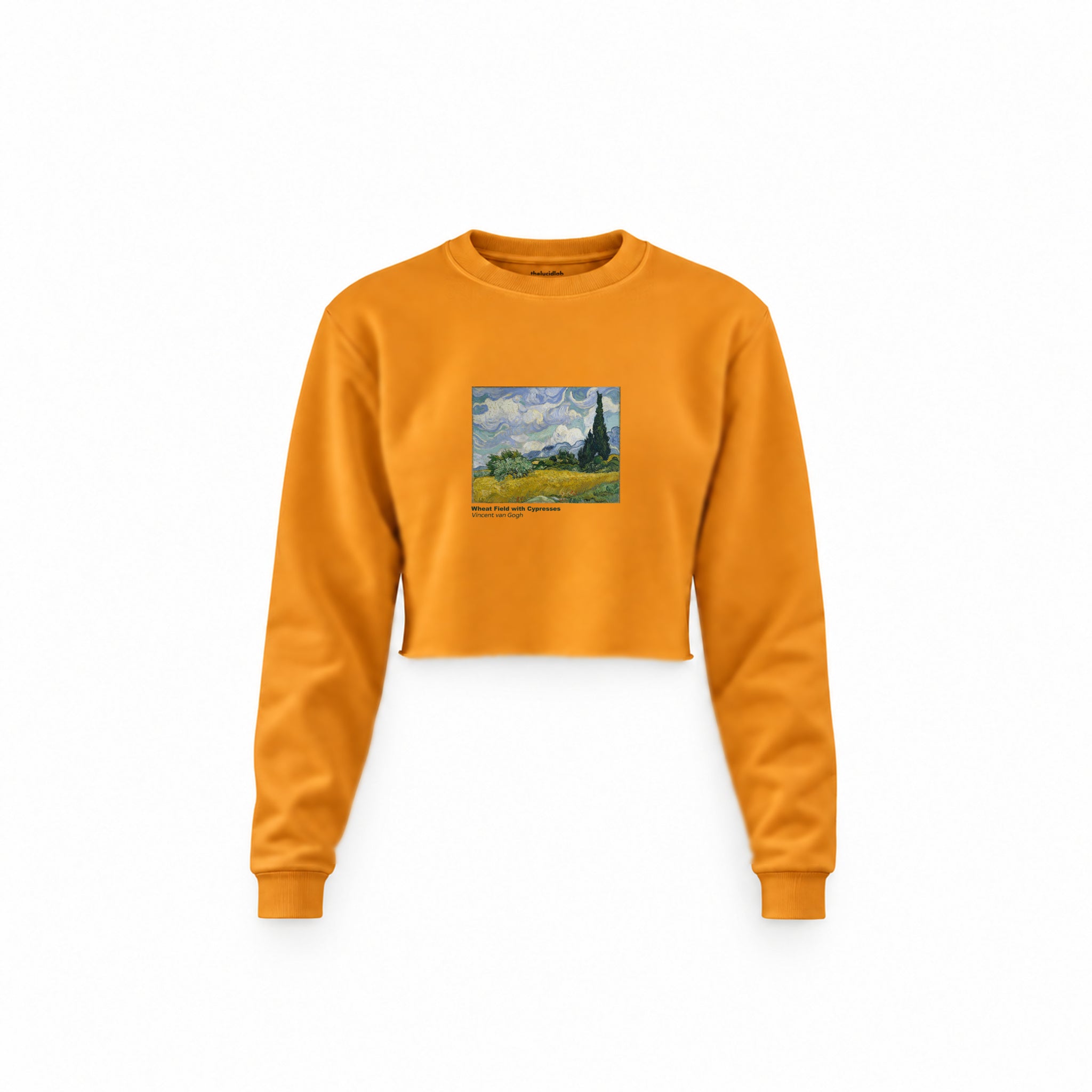 Wheat Field with Cypresses Crop Sweatshirt – Turuncu