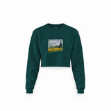 Wheat Field with Cypresses Crop Sweatshirt – Koyu Yeşil