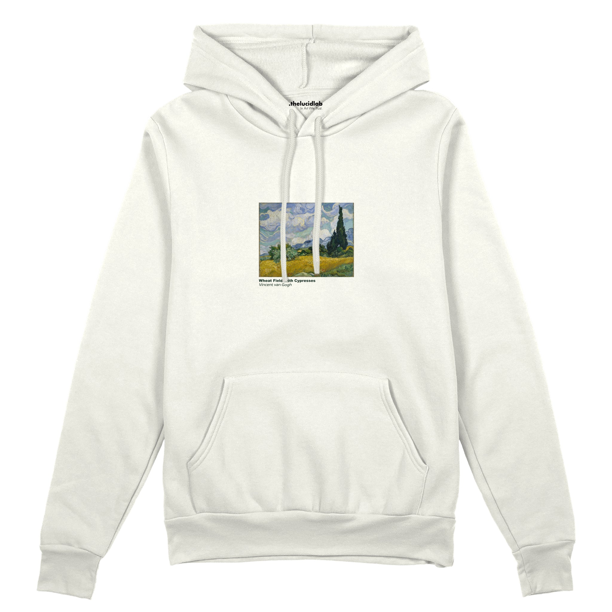 Wheat Field with Cypresses Oversize Hoodie – Beyaz