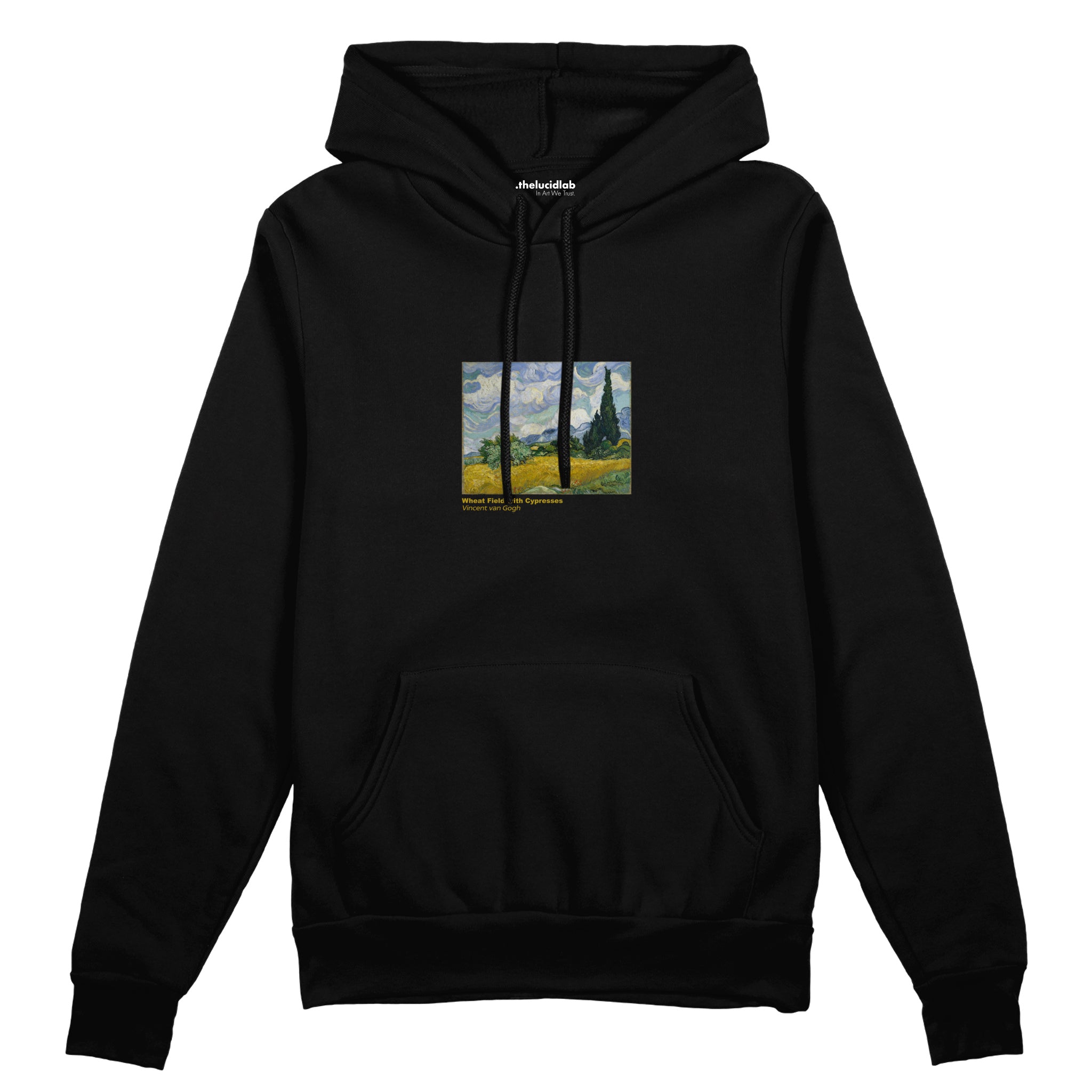 Wheat Field with Cypresses Oversize Hoodie – Siyah