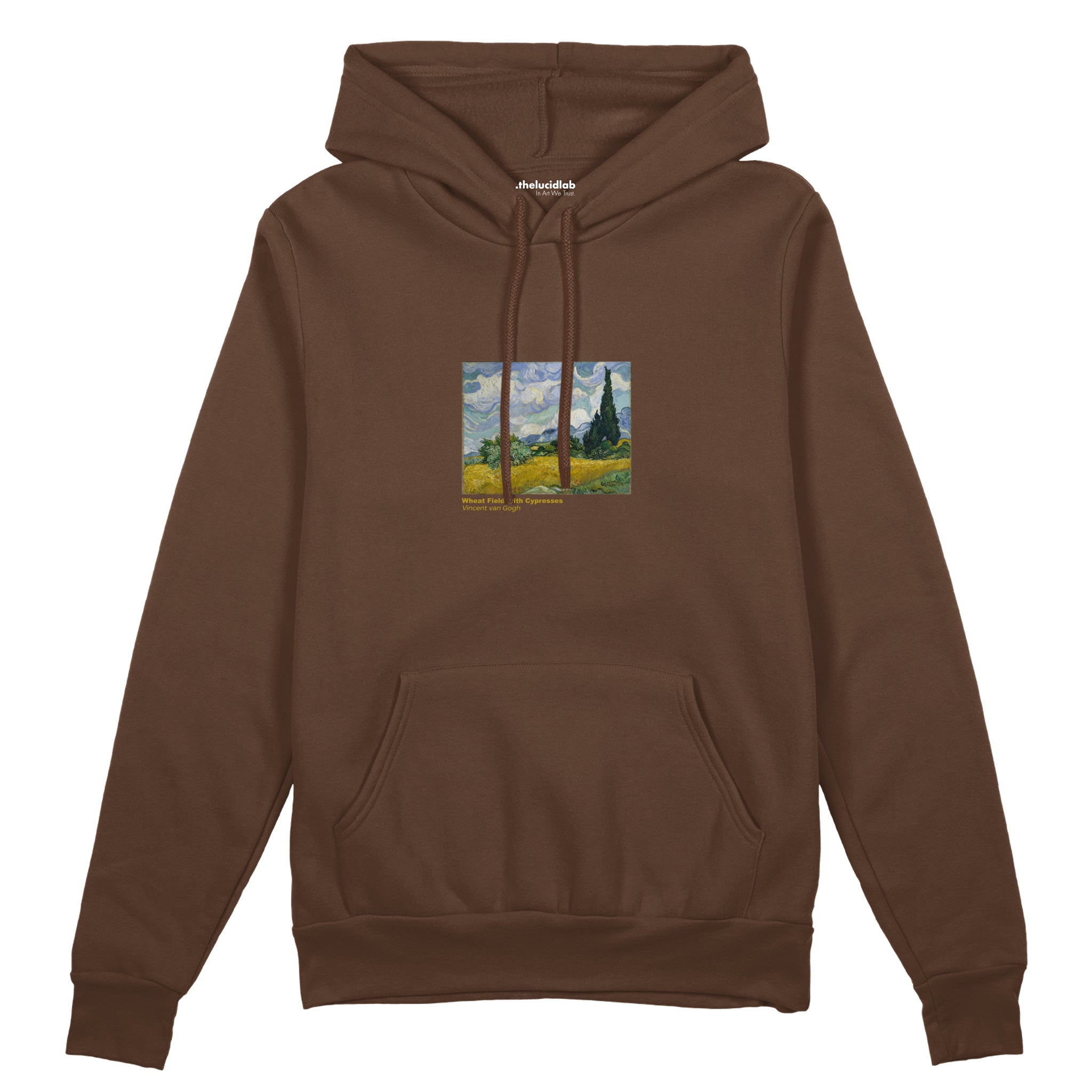 Wheat Field with Cypresses Oversize Hoodie – Kahverengi
