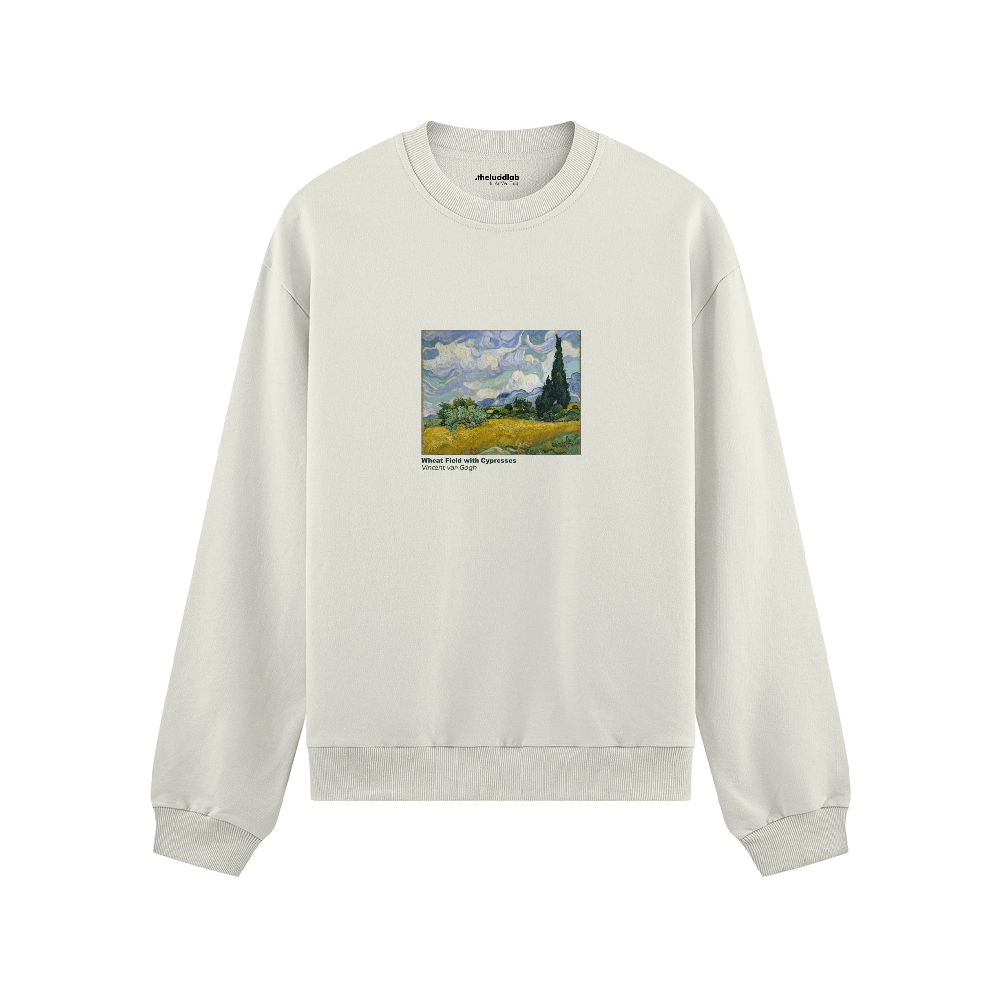 Wheat Field with Cypresses Oversize Sweatshirt – Beyaz
