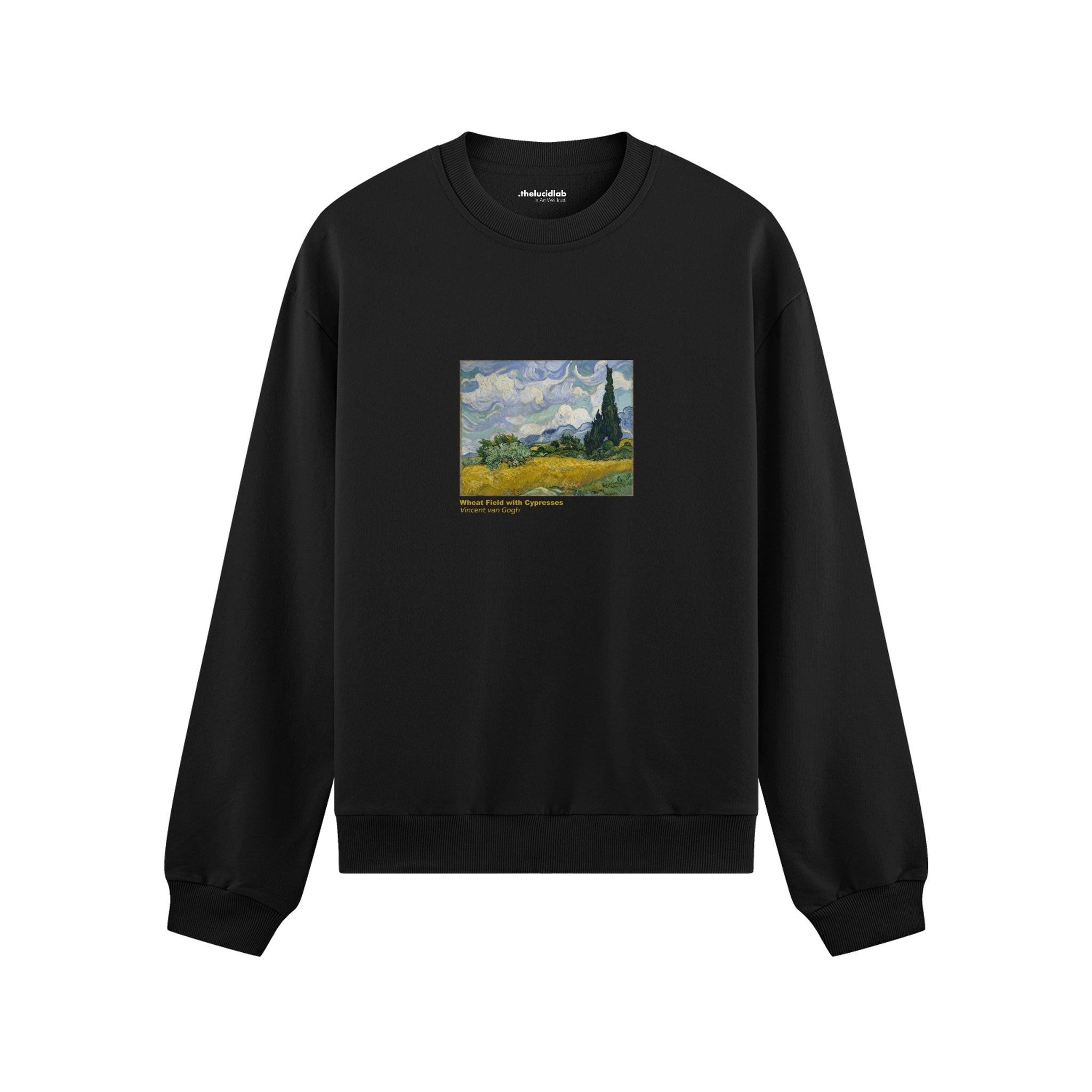Wheat Field with Cypresses Oversize Sweatshirt – Siyah