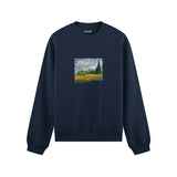 Wheat Field with Cypresses Oversize Sweatshirt – Lacivert