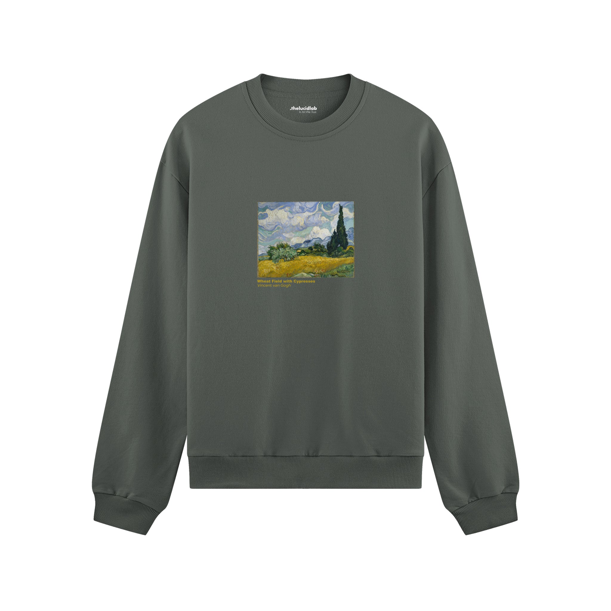Wheat Field with Cypresses Oversize Sweatshirt – Antrasit