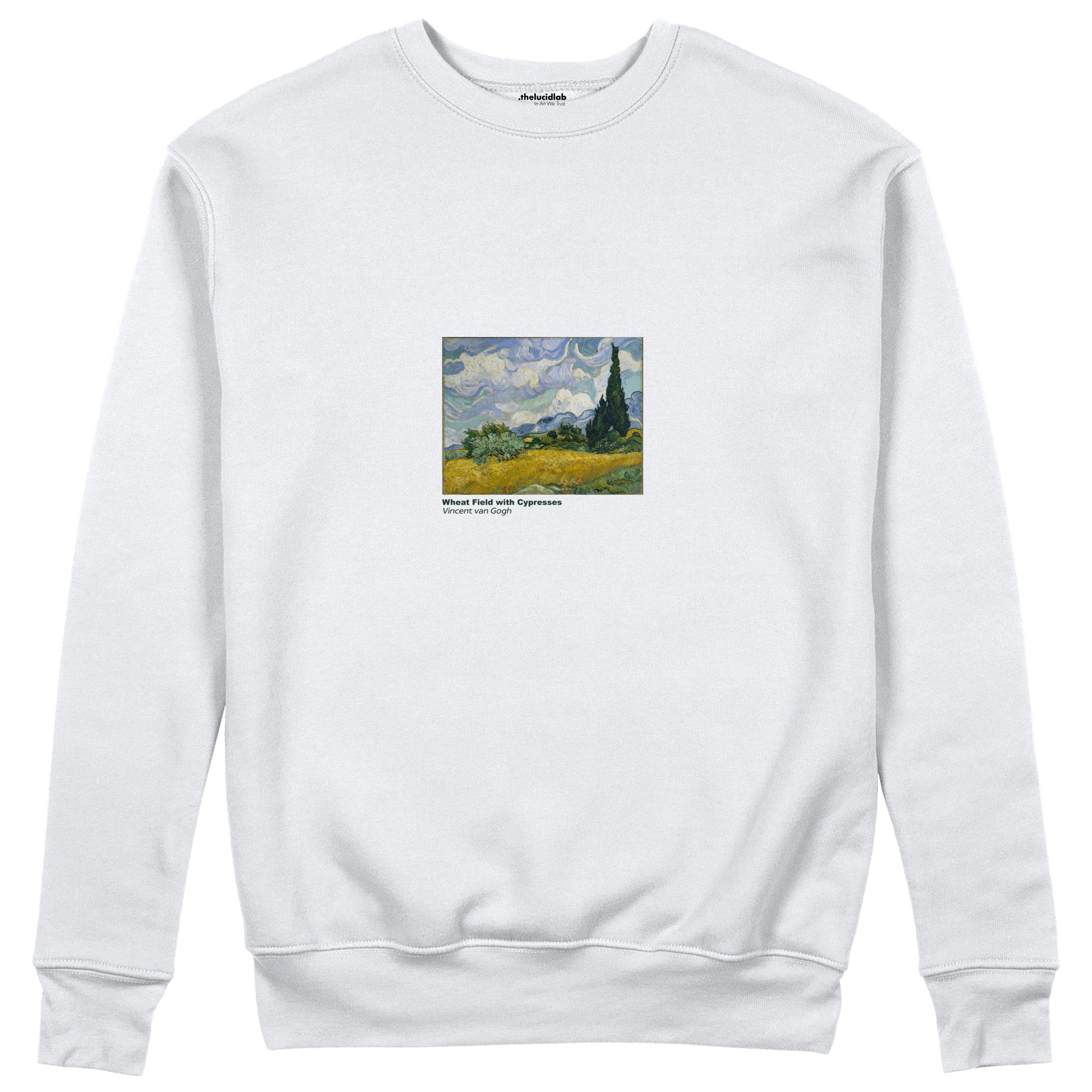 Wheat Field with Cypresses Sweatshirt – Beyaz