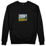 Wheat Field with Cypresses Sweatshirt – Siyah