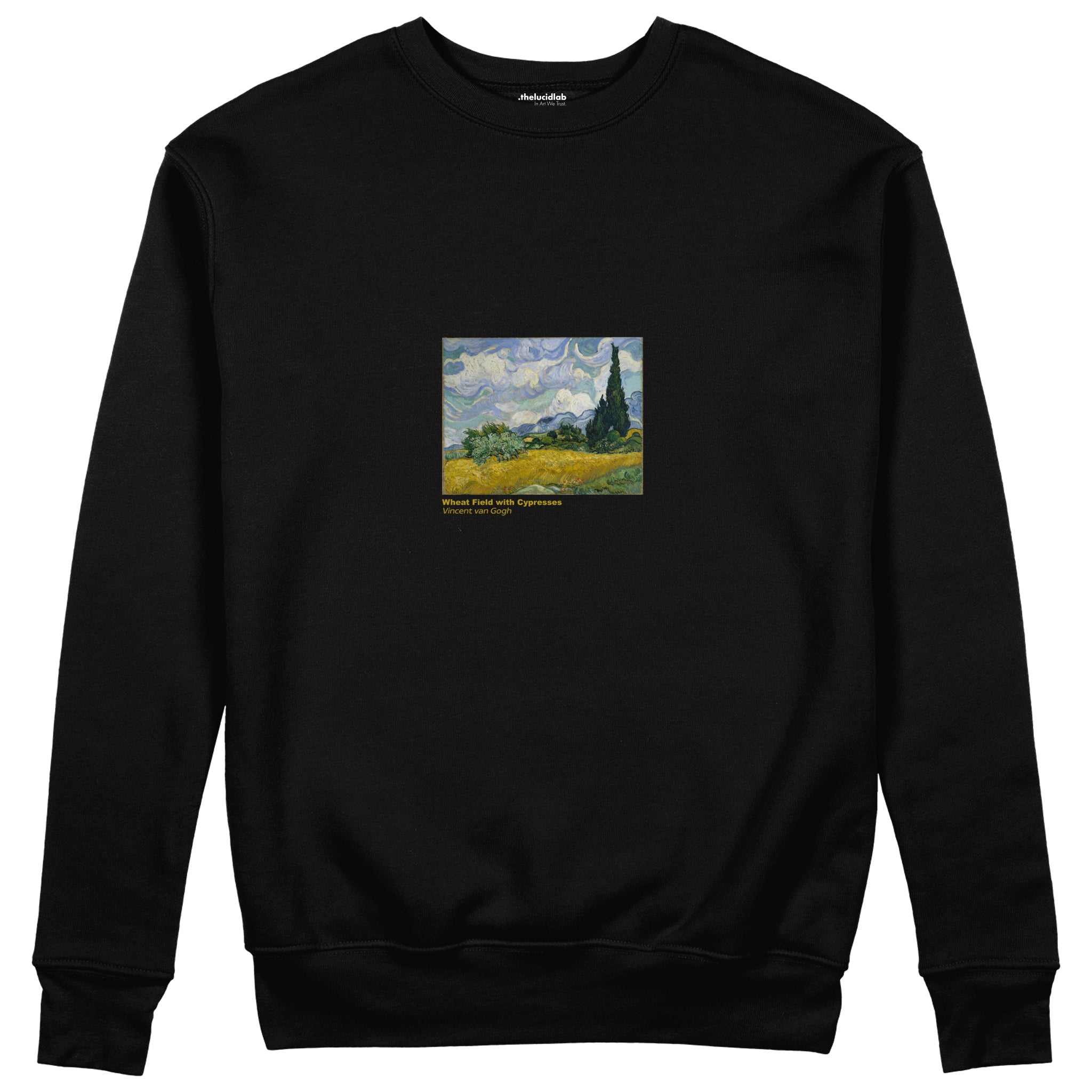 Wheat Field with Cypresses Sweatshirt – Siyah