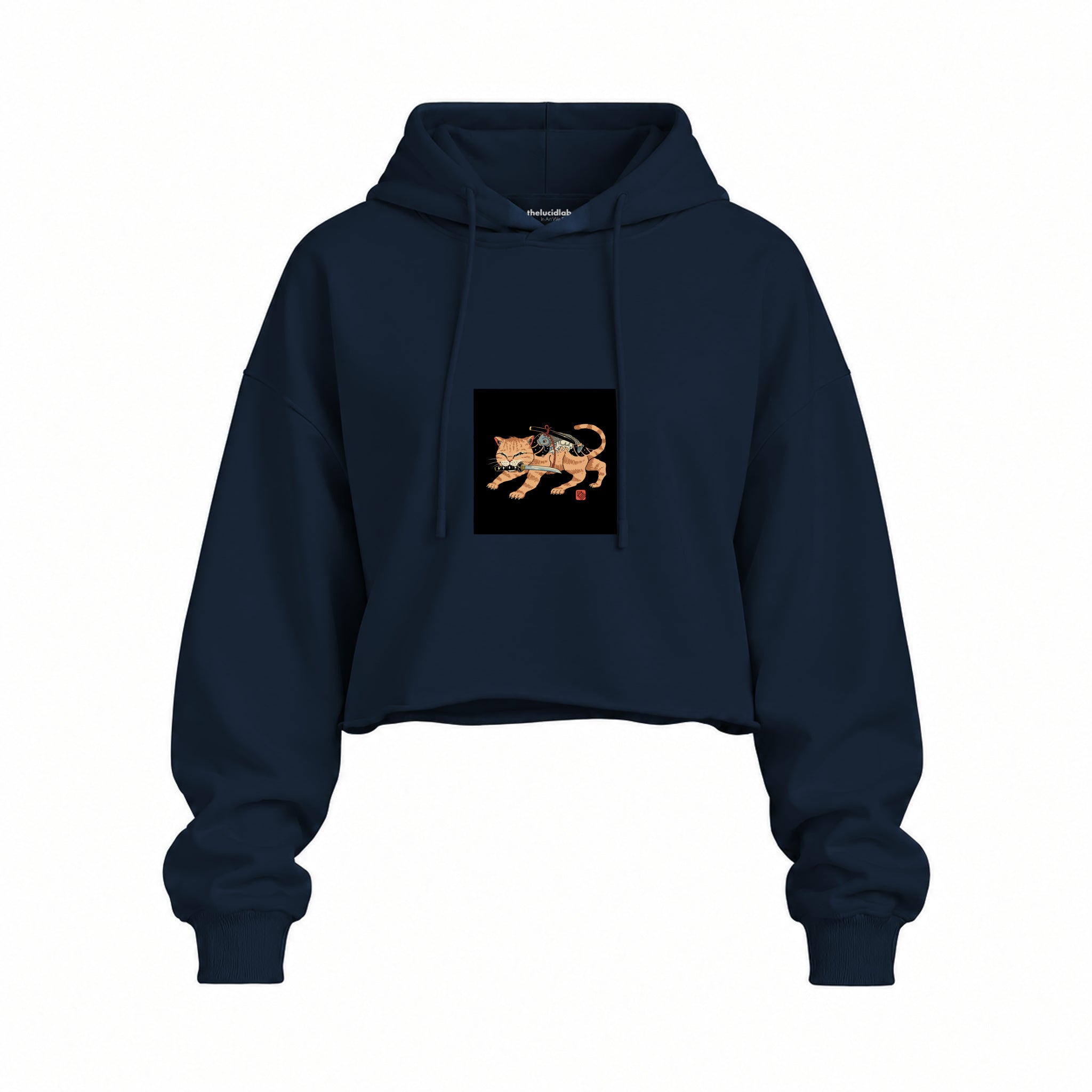 Fierce Catana Oversize Crop Hoodie – Lacivert