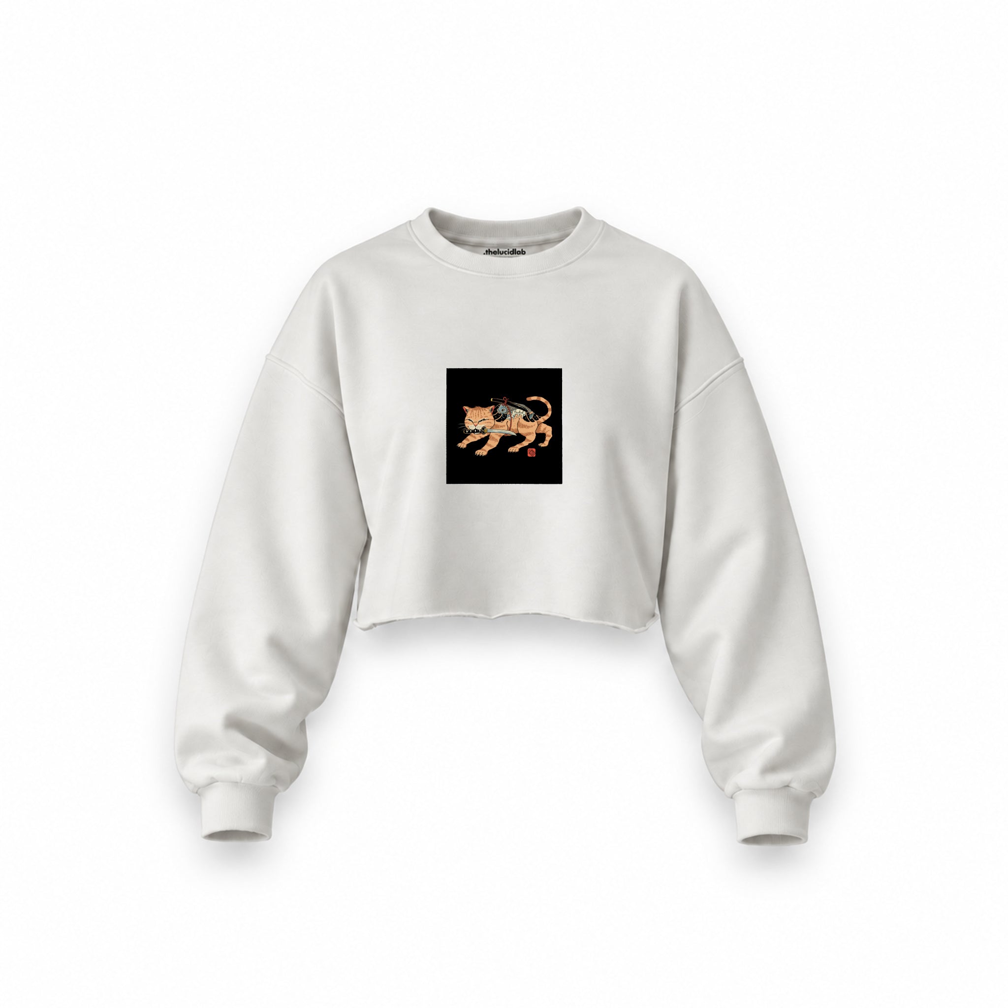 Fierce Catana Oversize Crop Sweatshirt – Beyaz