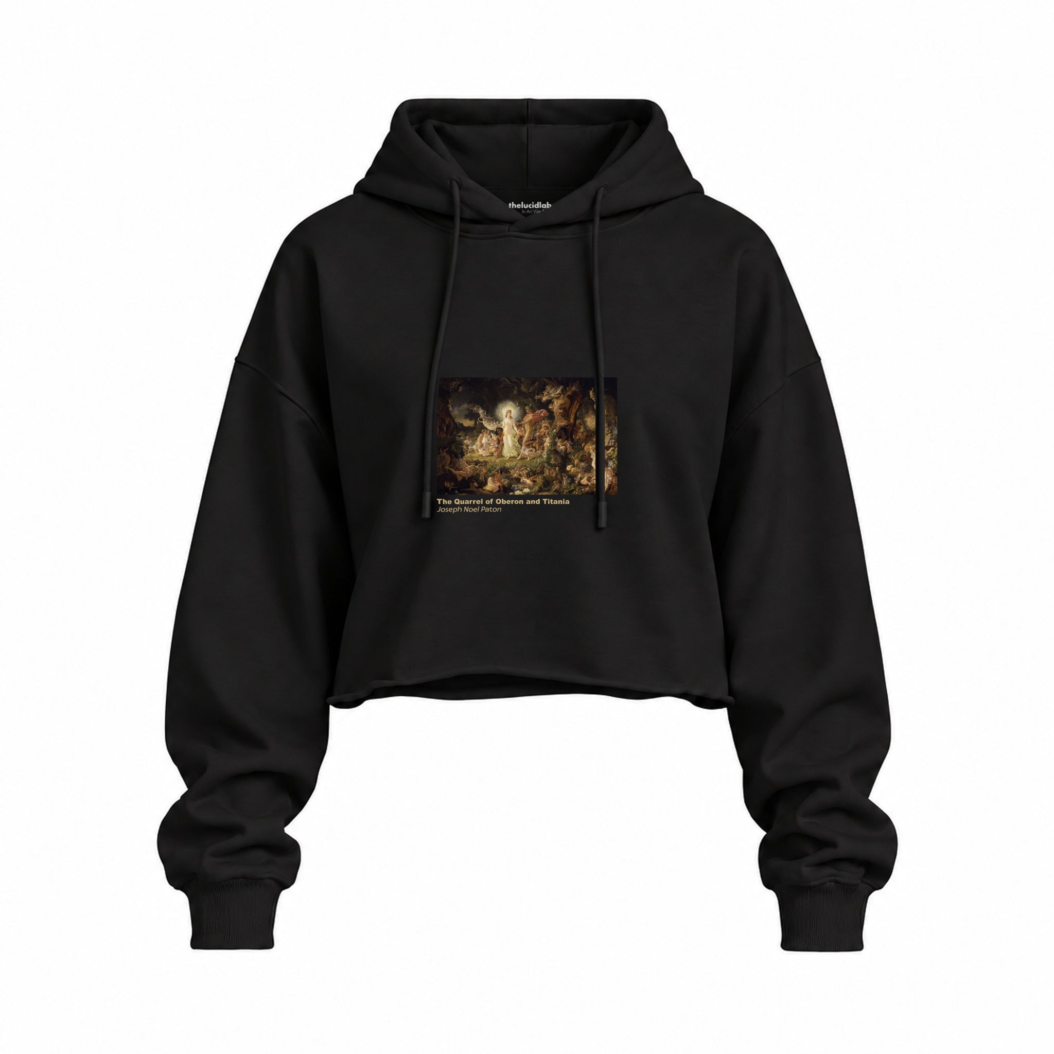 The Quarrel of Oberon and Titania Oversize Crop Hoodie – Siyah