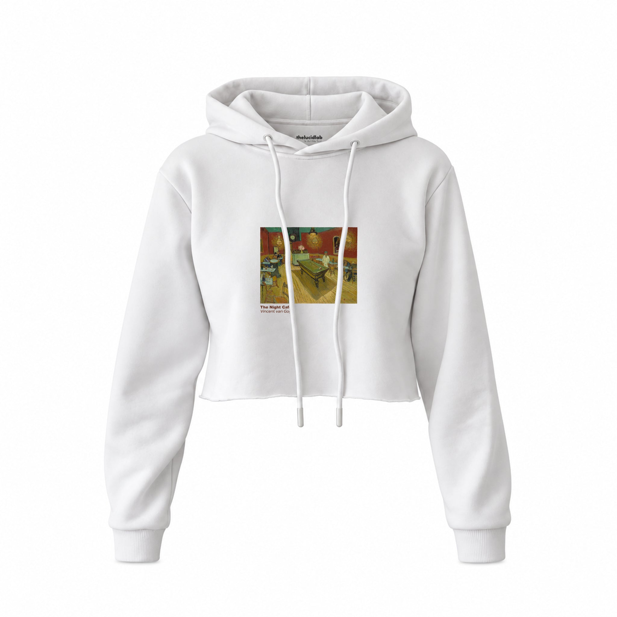 The Night Café Crop Hoodie – Beyaz