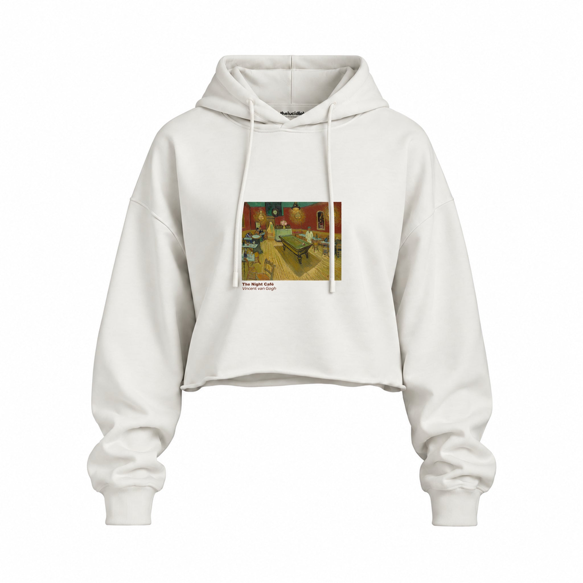 The Night Café Oversize Crop Hoodie – Beyaz