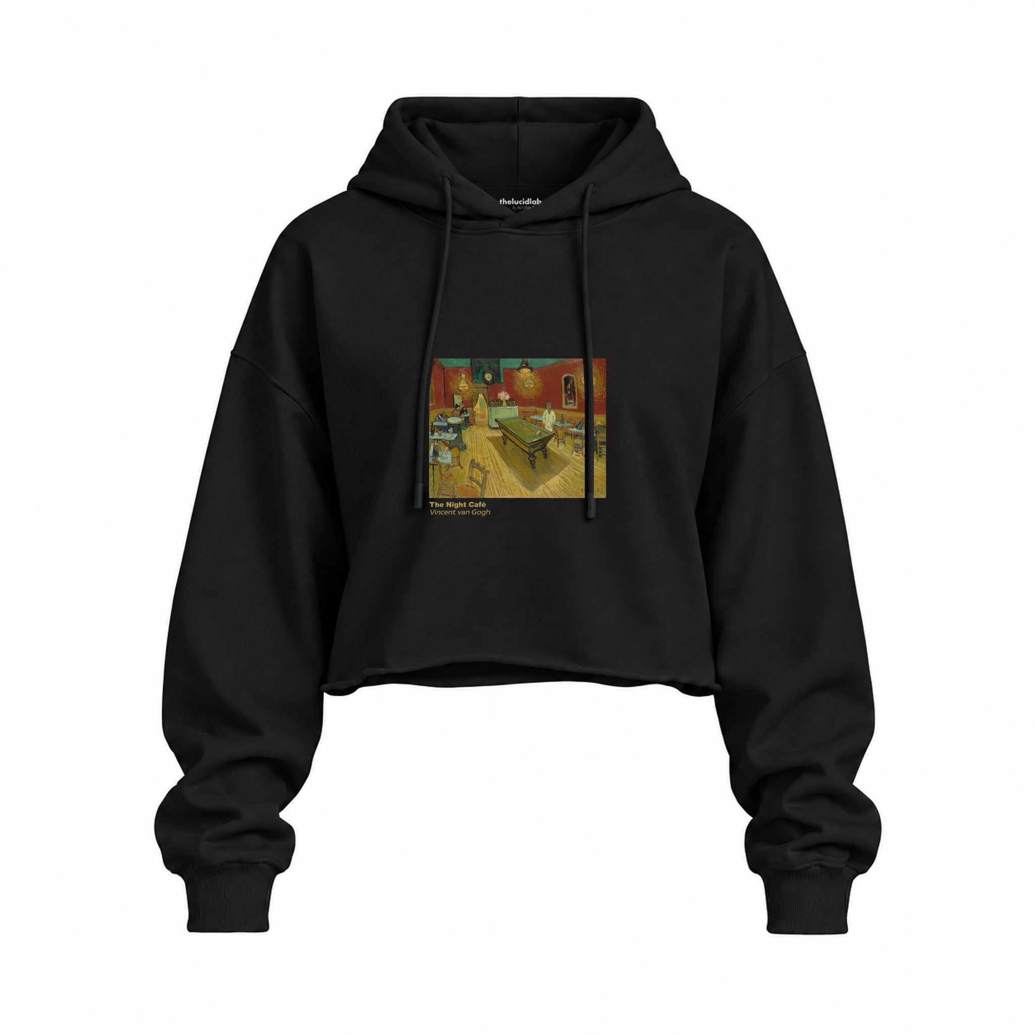 The Night Café Oversize Crop Hoodie – Siyah