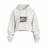 Fine Wind, Clear Morning Oversize Crop Hoodie – Beyaz