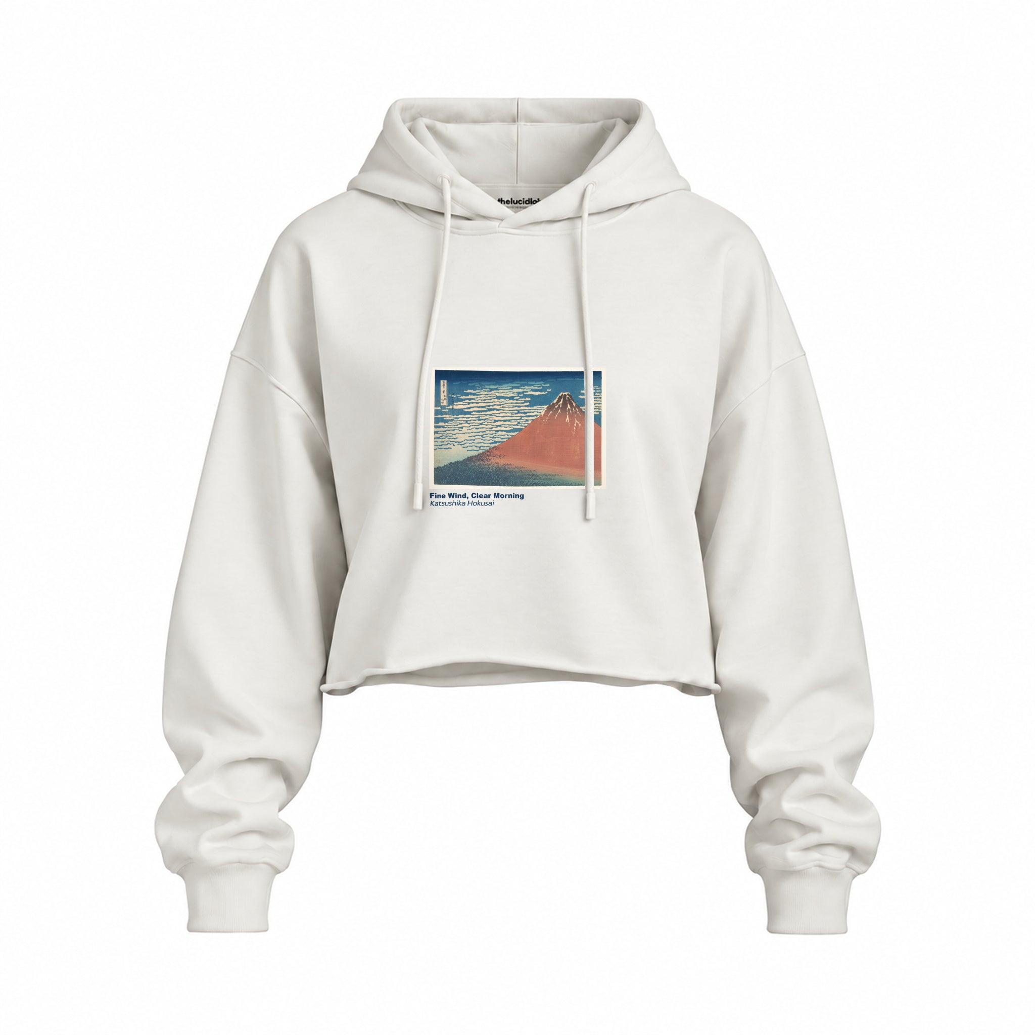 Fine Wind, Clear Morning Oversize Crop Hoodie – Beyaz