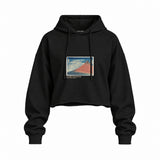 Fine Wind, Clear Morning Oversize Crop Hoodie – Siyah