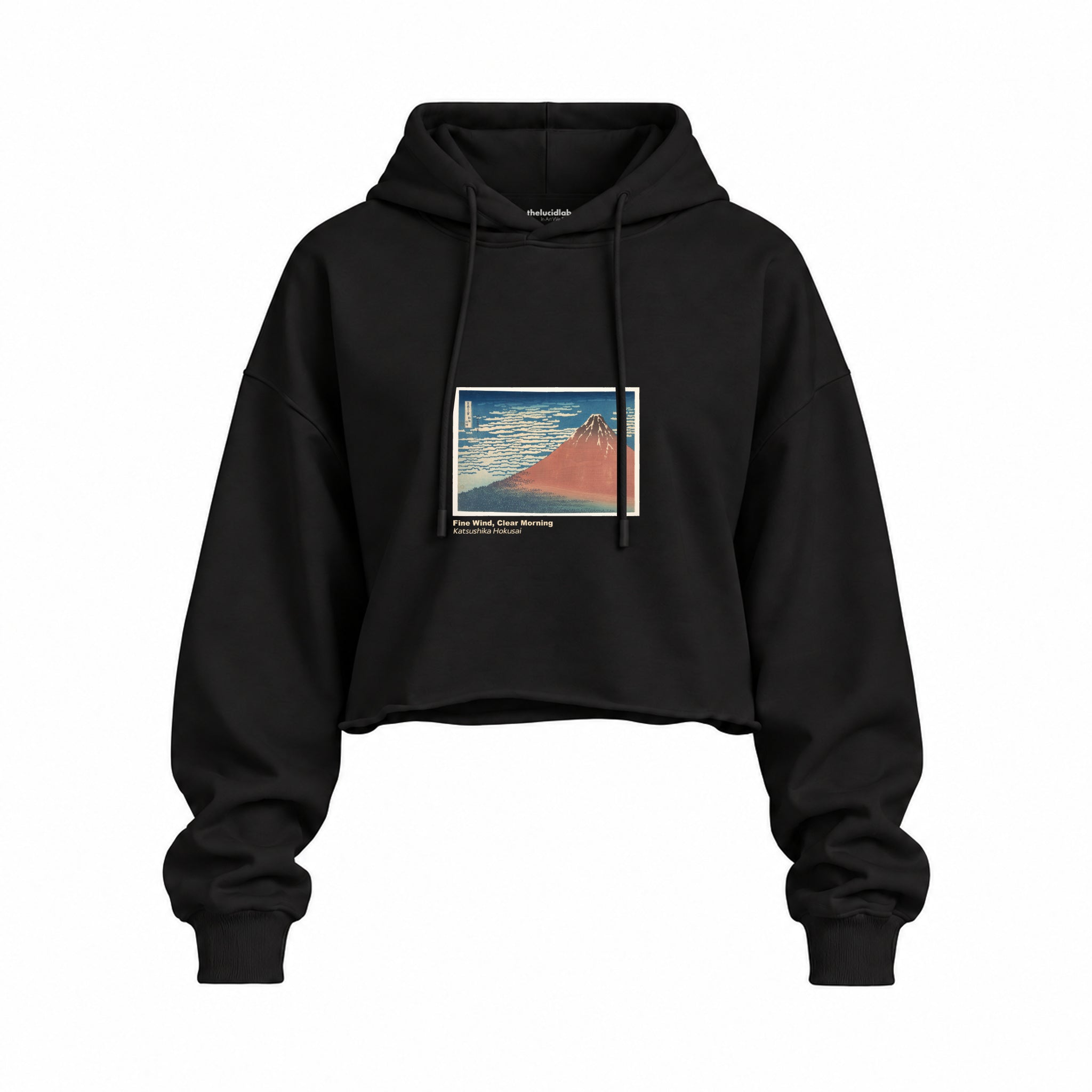 Fine Wind, Clear Morning Oversize Crop Hoodie – Siyah