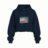 Fine Wind, Clear Morning Oversize Crop Hoodie – Lacivert
