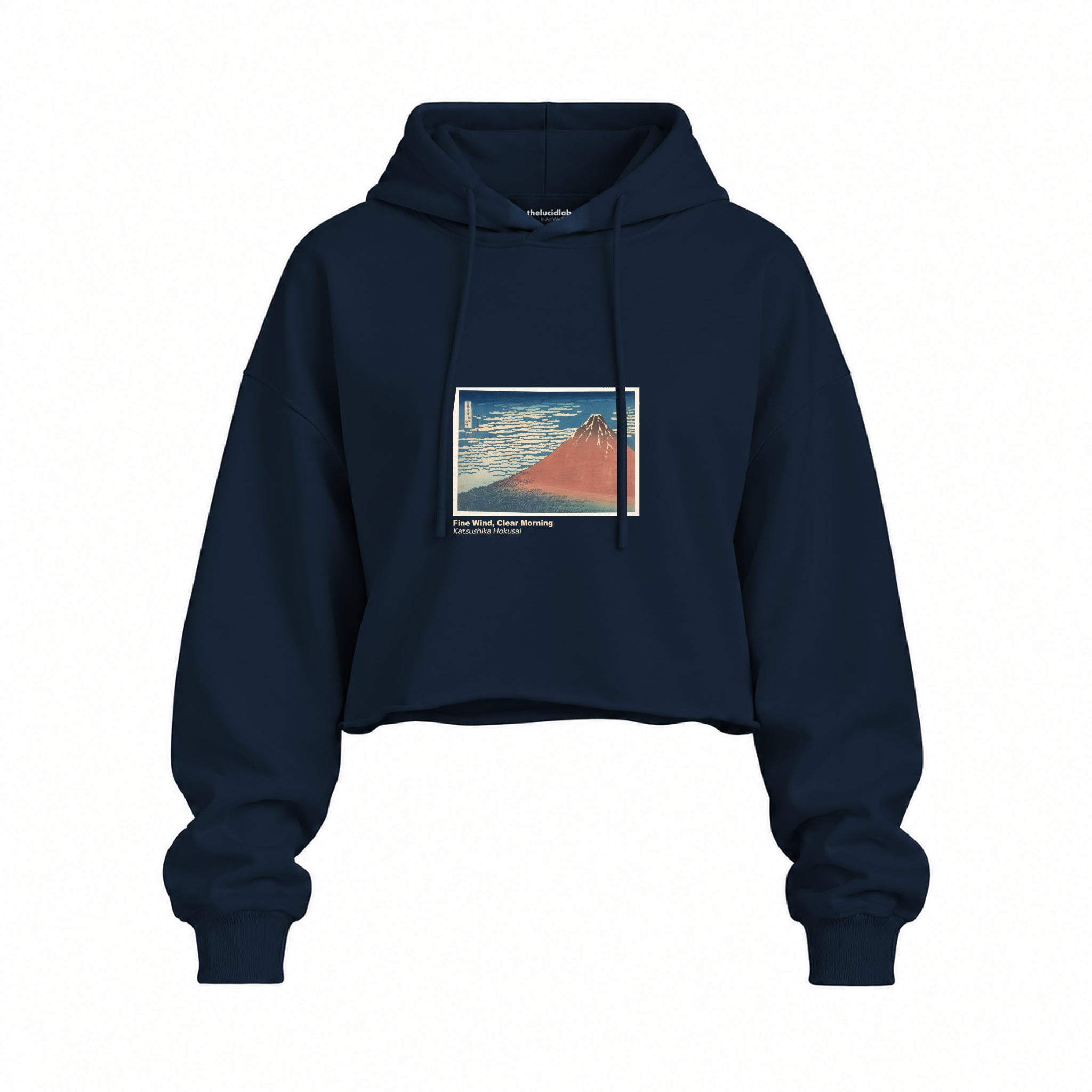 Fine Wind, Clear Morning Oversize Crop Hoodie – Lacivert