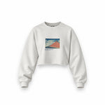 Fine Wind, Clear Morning Oversize Crop Sweatshirt – Beyaz