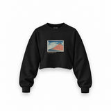 Fine Wind, Clear Morning Oversize Crop Sweatshirt – Siyah