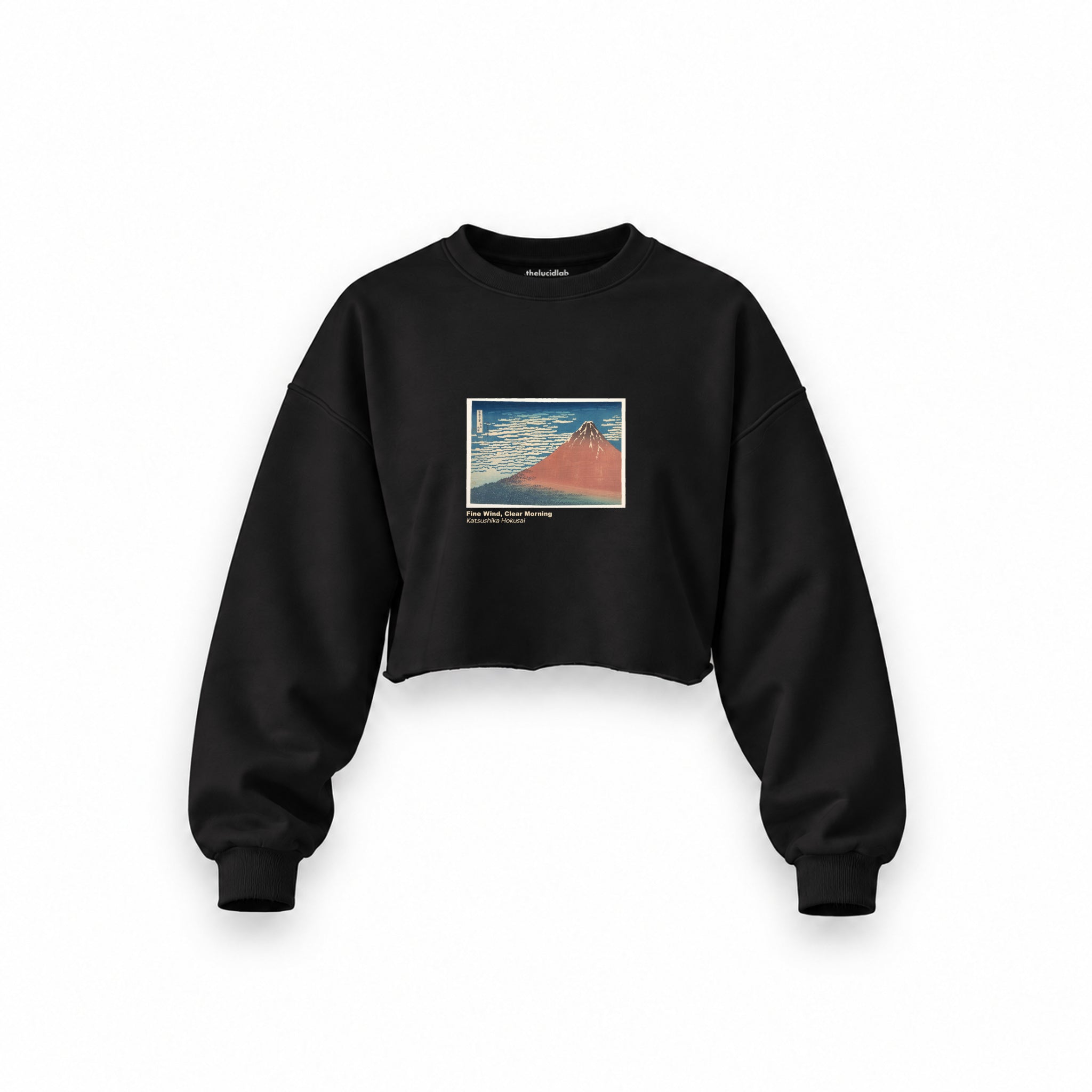 Fine Wind, Clear Morning Oversize Crop Sweatshirt – Siyah