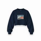 Fine Wind, Clear Morning Oversize Crop Sweatshirt – Lacivert