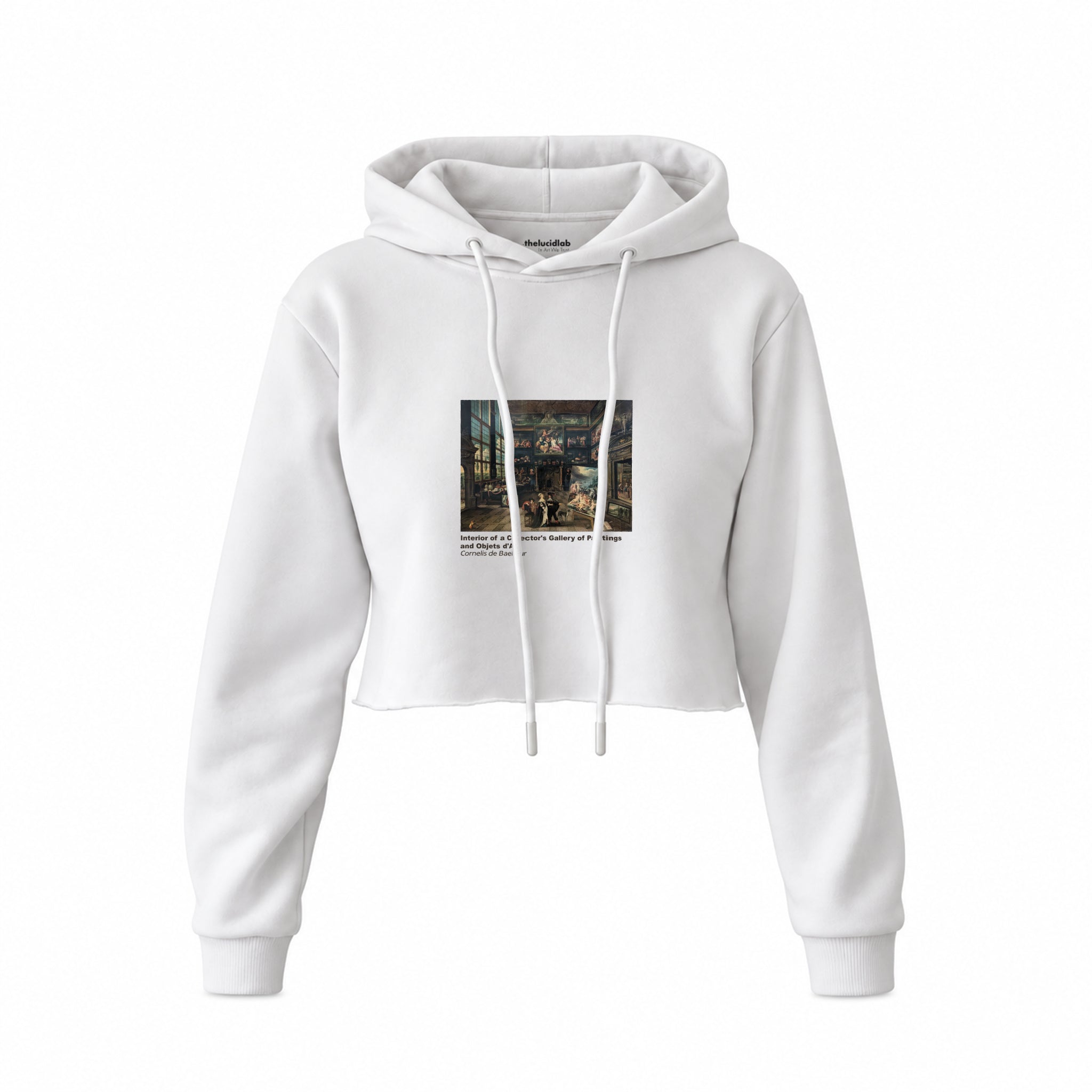 Interior of a Collector's Gallery of Paintings and Objets d'Art Crop Hoodie – Beyaz