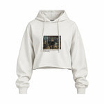 Interior of a Collector's Gallery of Paintings and Objets d'Art Oversize Crop Hoodie – Beyaz