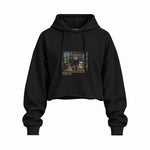 Interior of a Collector's Gallery of Paintings and Objets d'Art Oversize Crop Hoodie – Siyah