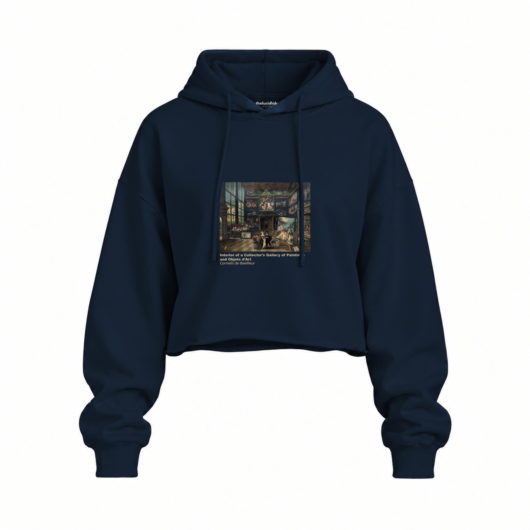 Interior of a Collector's Gallery of Paintings and Objets d'Art Oversize Crop Hoodie – Lacivert