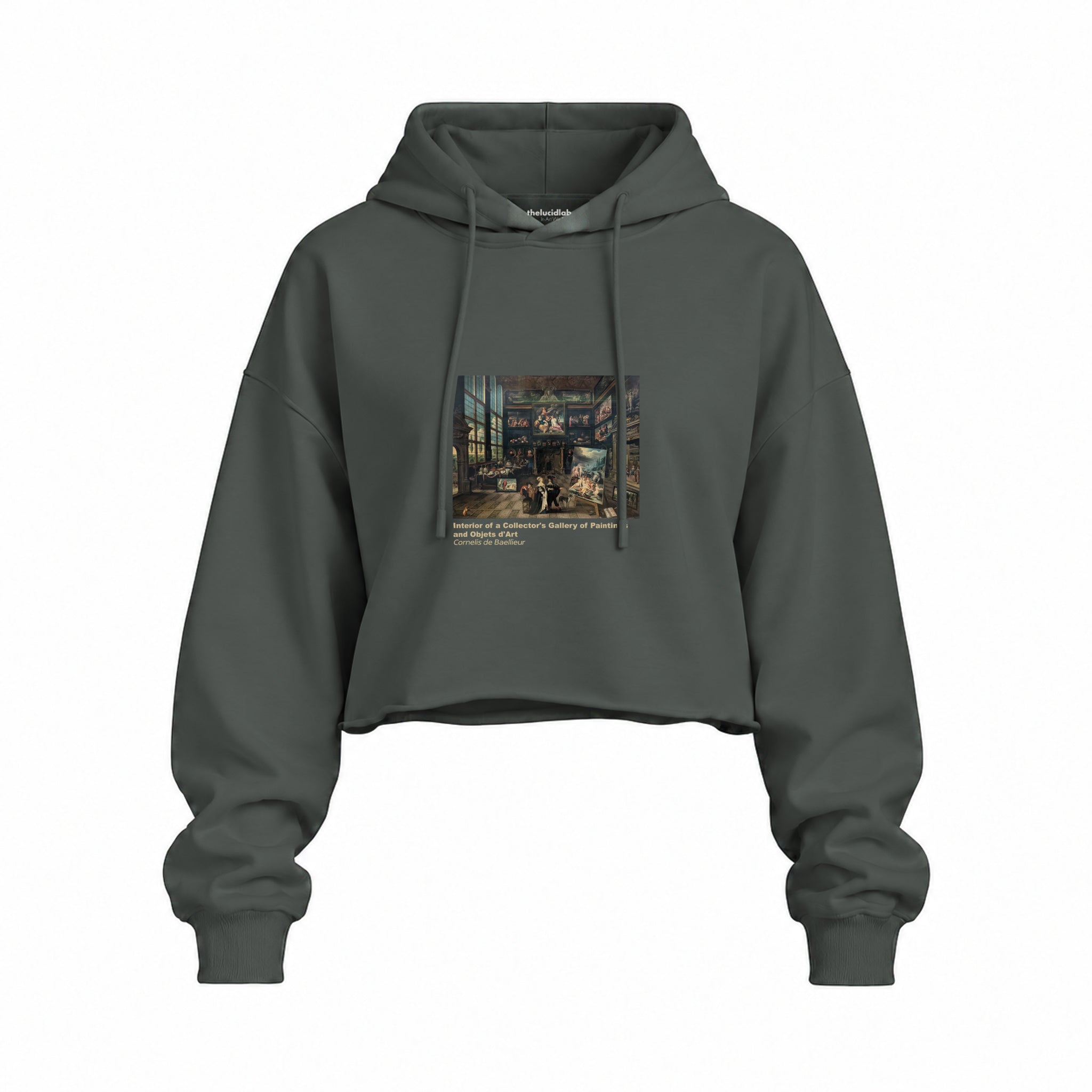 Interior of a Collector's Gallery of Paintings and Objets d'Art Oversize Crop Hoodie – Antrasit