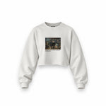 Interior of a Collector's Gallery of Paintings and Objets d'Art Oversize Crop Sweatshirt – Beyaz