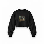 Interior of a Collector's Gallery of Paintings and Objets d'Art Oversize Crop Sweatshirt – Siyah
