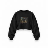 Interior of a Collector's Gallery of Paintings and Objets d'Art Oversize Crop Sweatshirt – Siyah