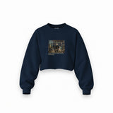 Interior of a Collector's Gallery of Paintings and Objets d'Art Oversize Crop Sweatshirt – Lacivert