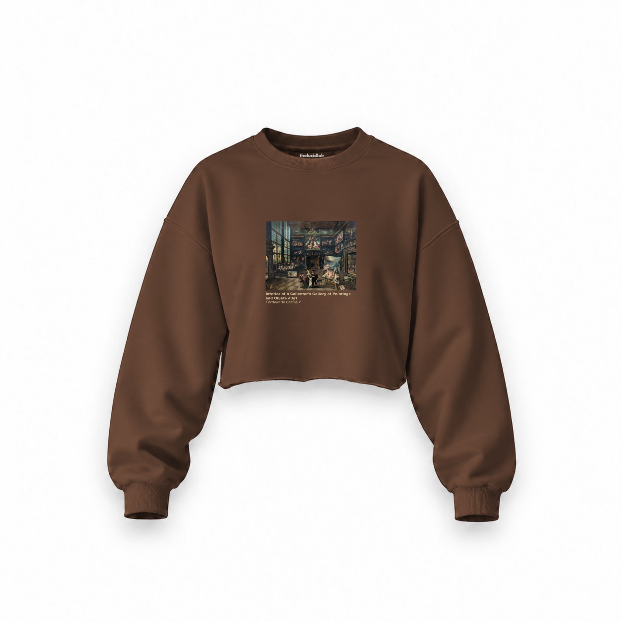 Interior of a Collector's Gallery of Paintings and Objets d'Art Oversize Crop Sweatshirt – Kahverengi