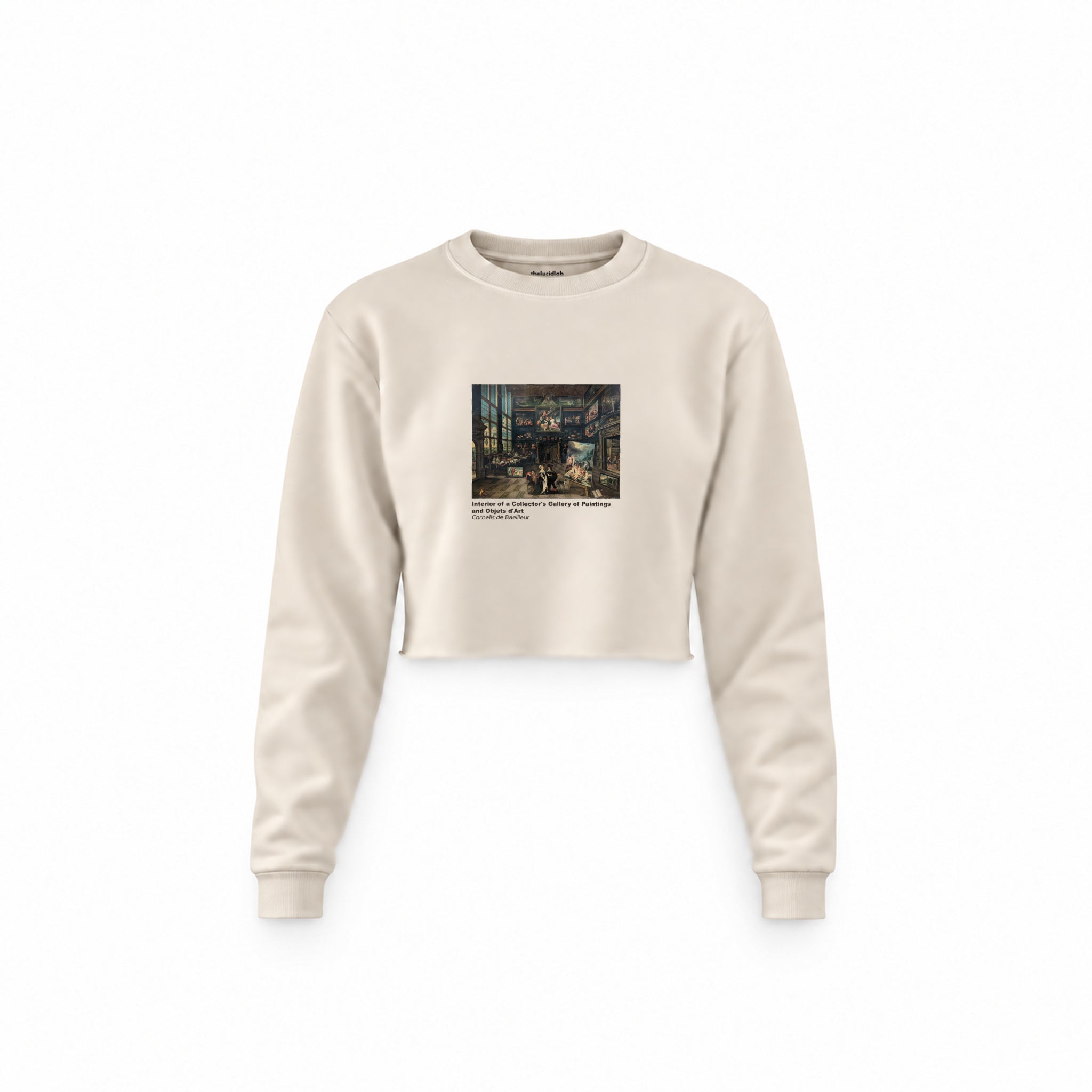 Interior of a Collector's Gallery of Paintings and Objets d'Art Crop Sweatshirt – Krem