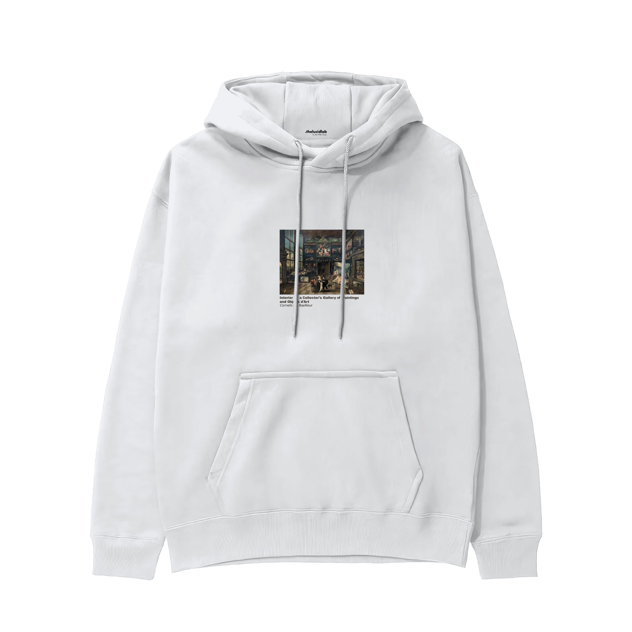 Interior of a Collector's Gallery of Paintings and Objets d'Art Hoodie – Beyaz