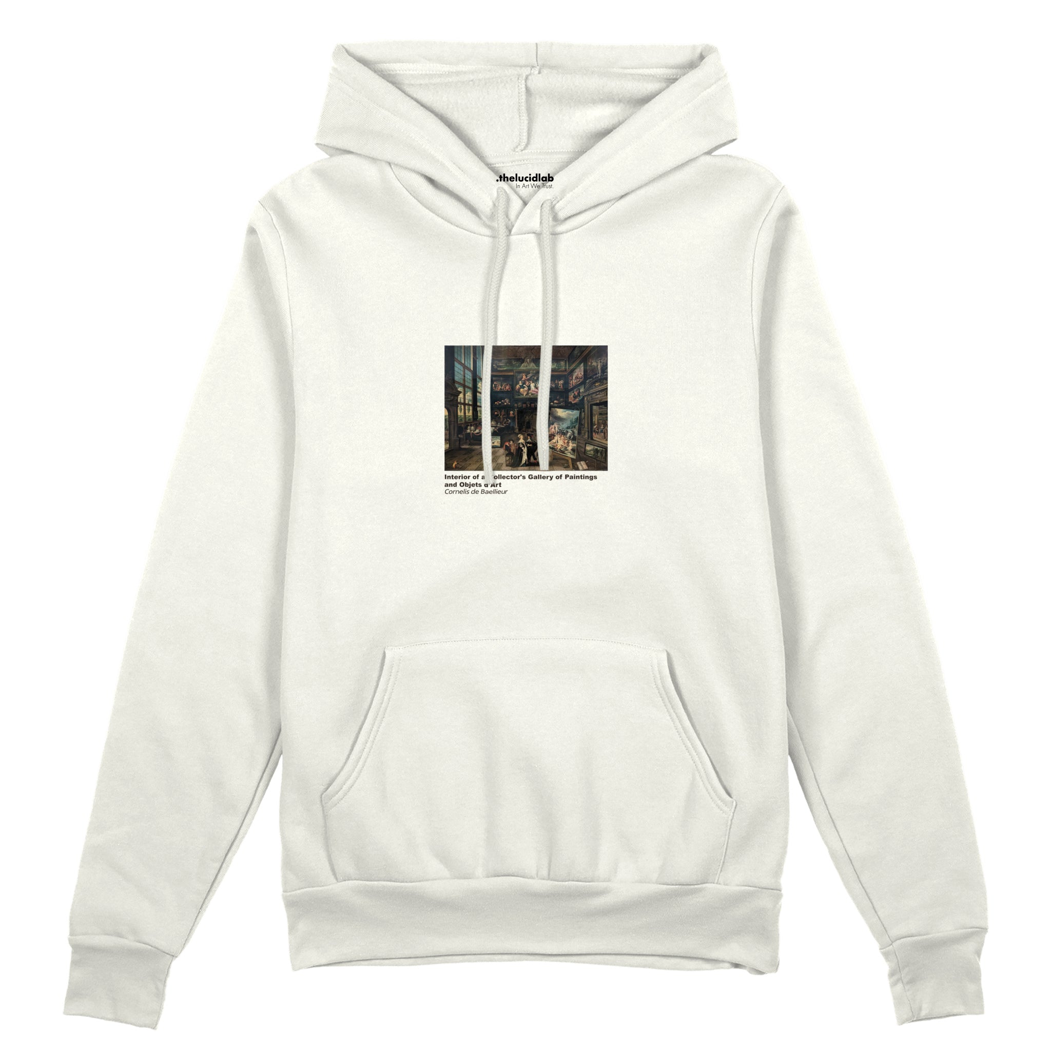 Interior of a Collector's Gallery of Paintings and Objets d'Art Oversize Hoodie – Beyaz