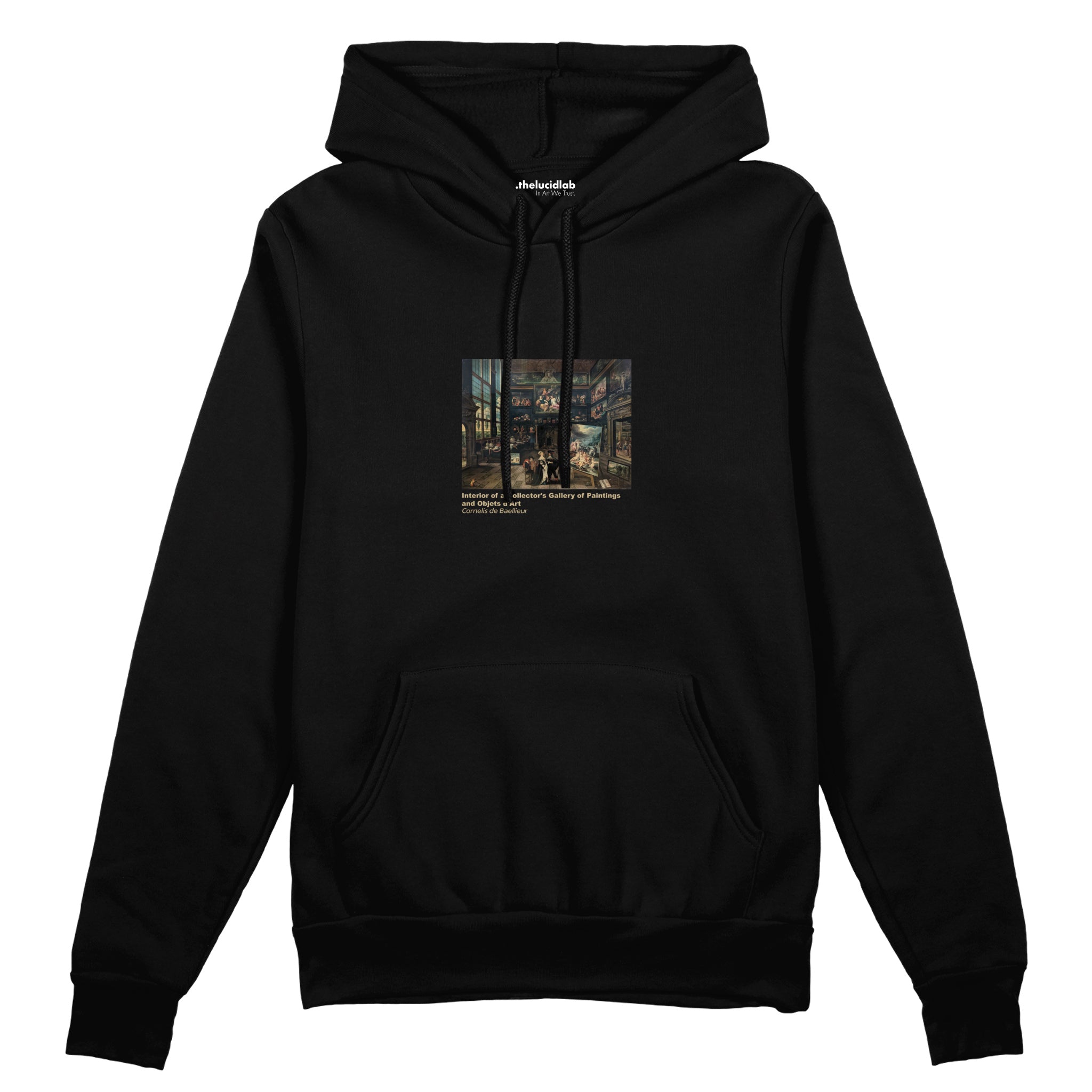 Interior of a Collector's Gallery of Paintings and Objets d'Art Oversize Hoodie – Siyah