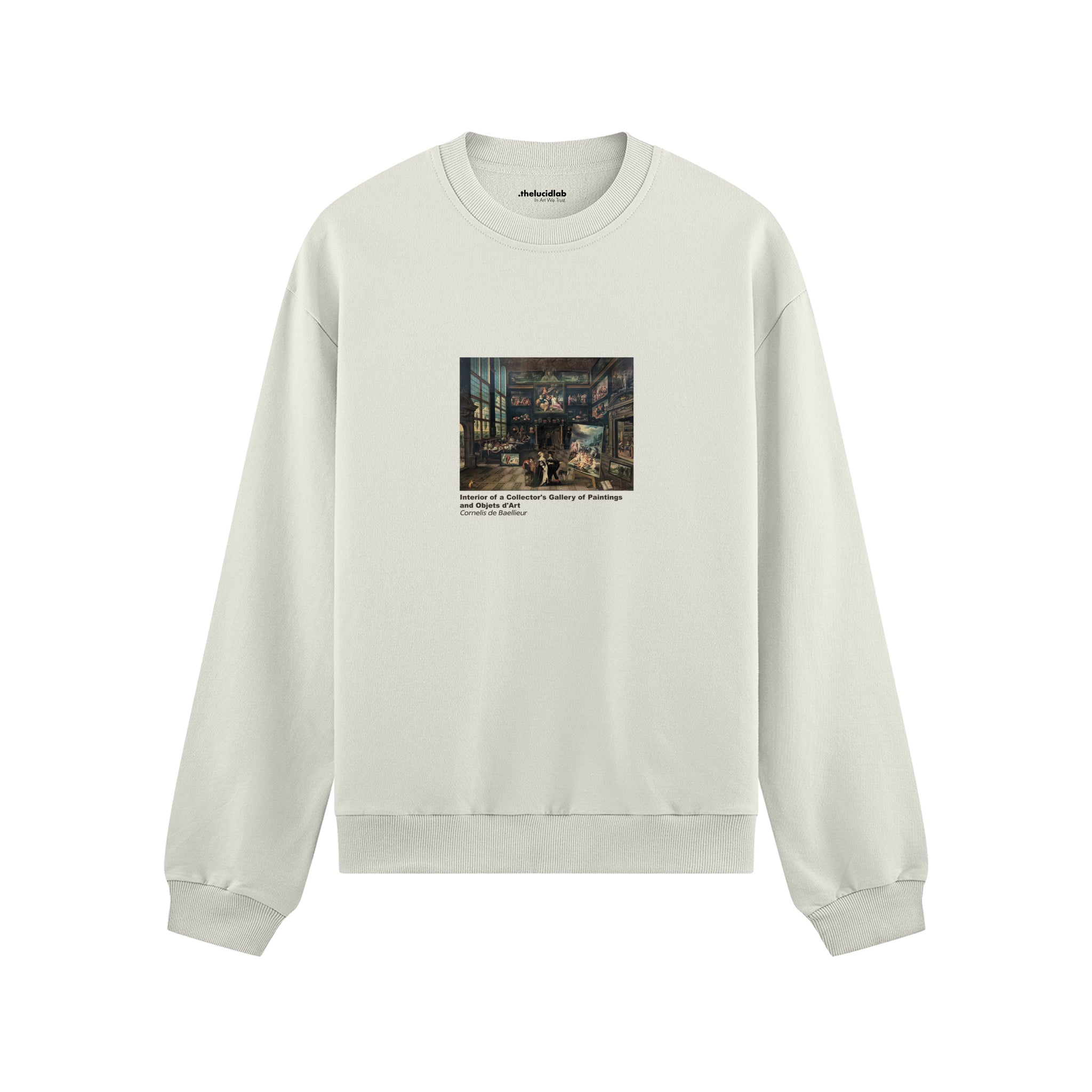 Interior of a Collector's Gallery of Paintings and Objets d'Art Oversize Sweatshirt – Beyaz