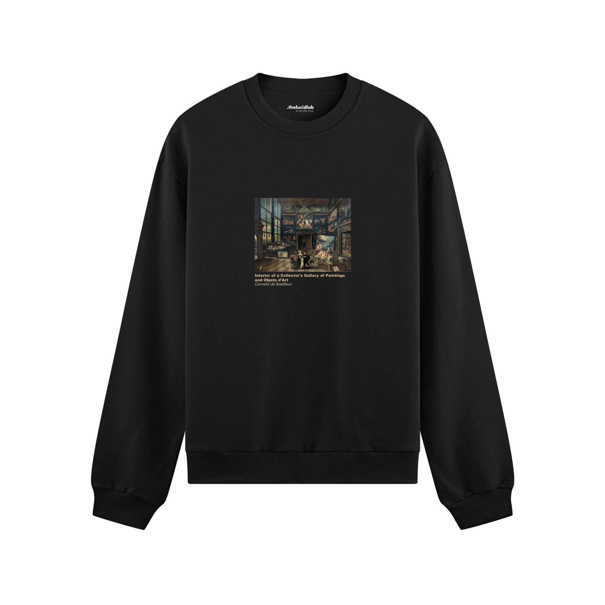 Interior of a Collector's Gallery of Paintings and Objets d'Art Oversize Sweatshirt – Siyah