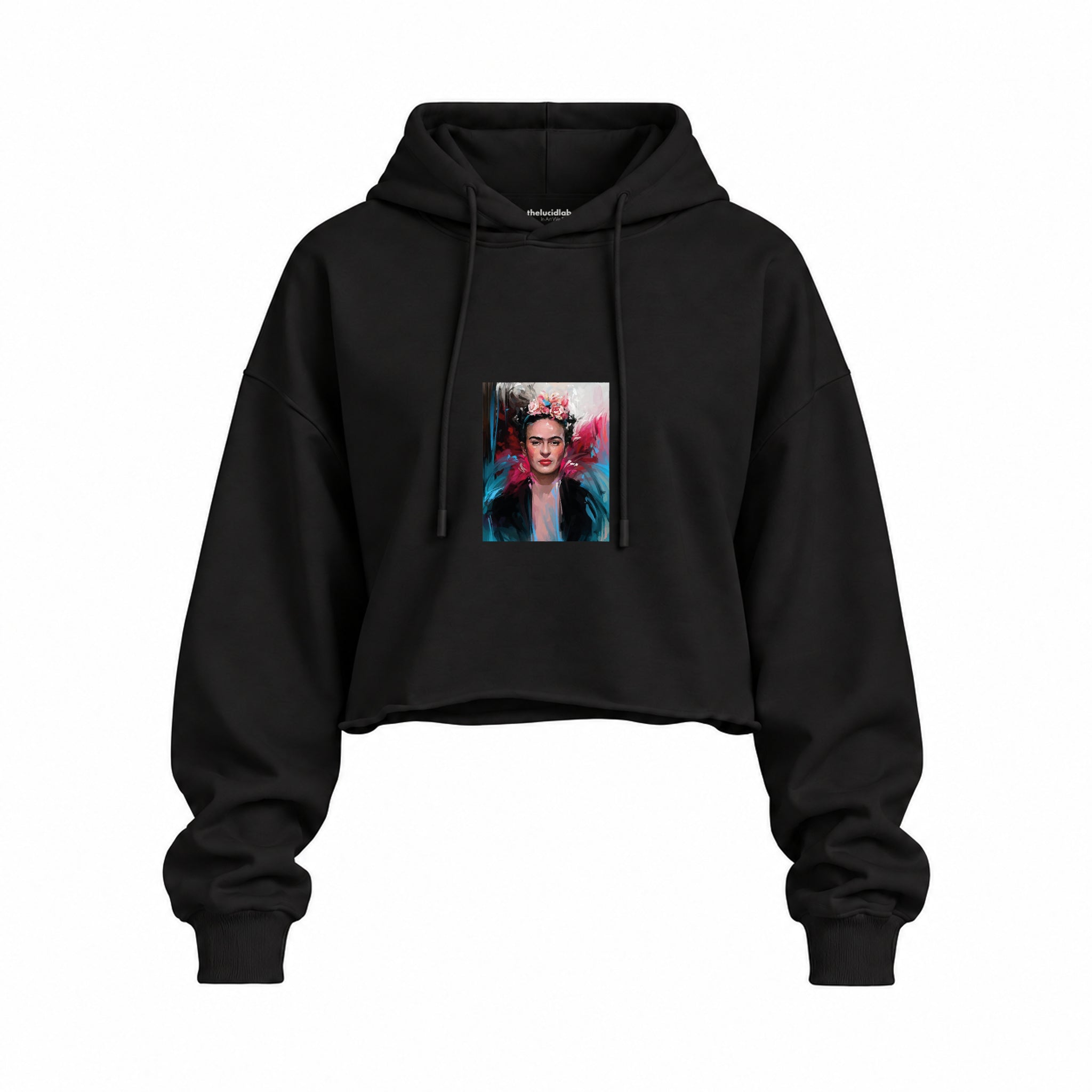 Frida Oversize Crop Hoodie – Siyah