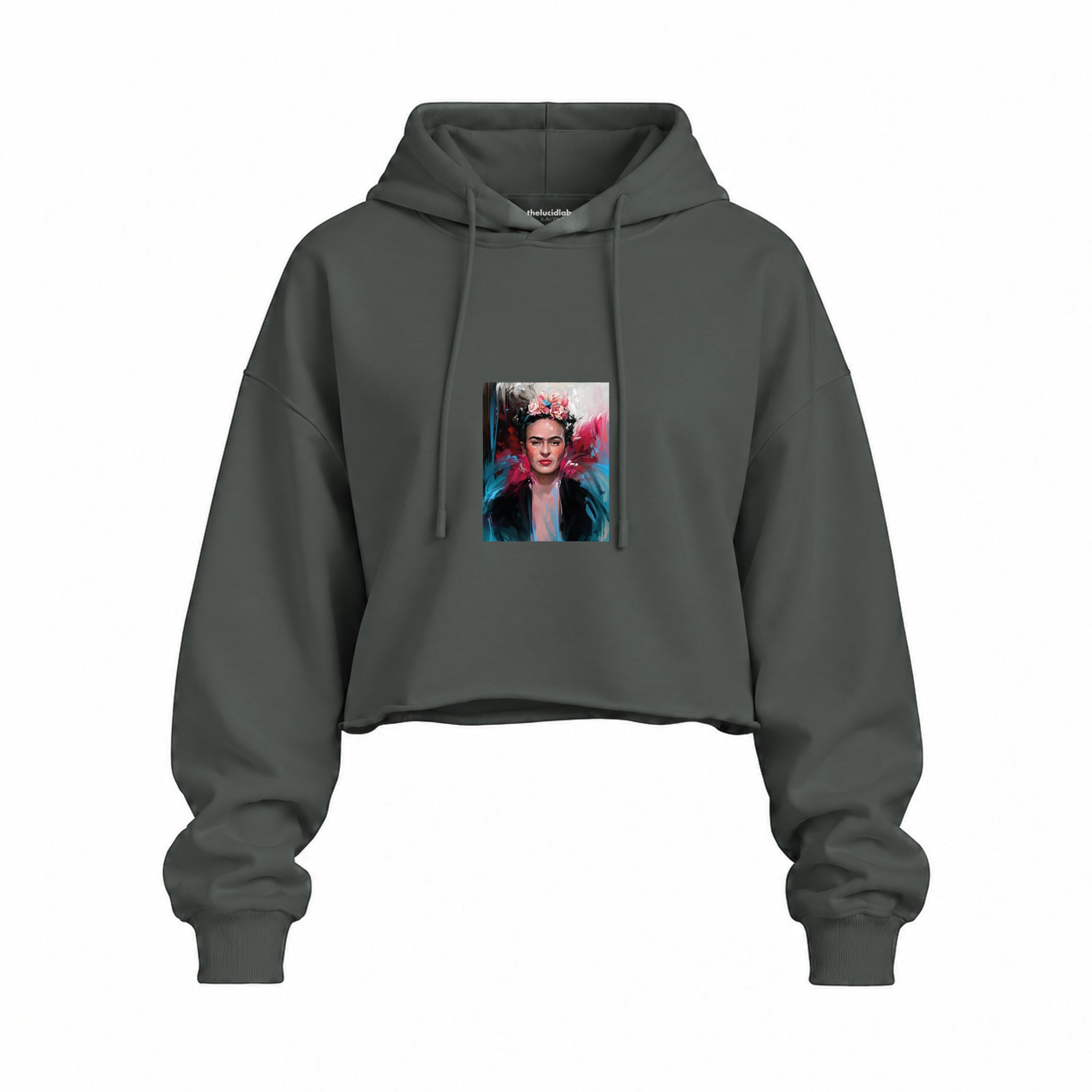 Frida Oversize Crop Hoodie – Antrasit